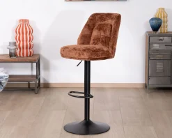 Meuble House Lot de 2 chaises de bar pivotantes en velours ras terracotta avec dossier haut