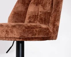 Meuble House Lot de 2 chaises de bar pivotantes en velours ras terracotta avec dossier haut