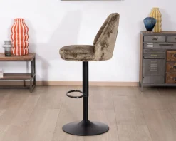 Meuble House Lot de 2 chaises de bar réglables en hauteur "Zoung" en velours moka Discount