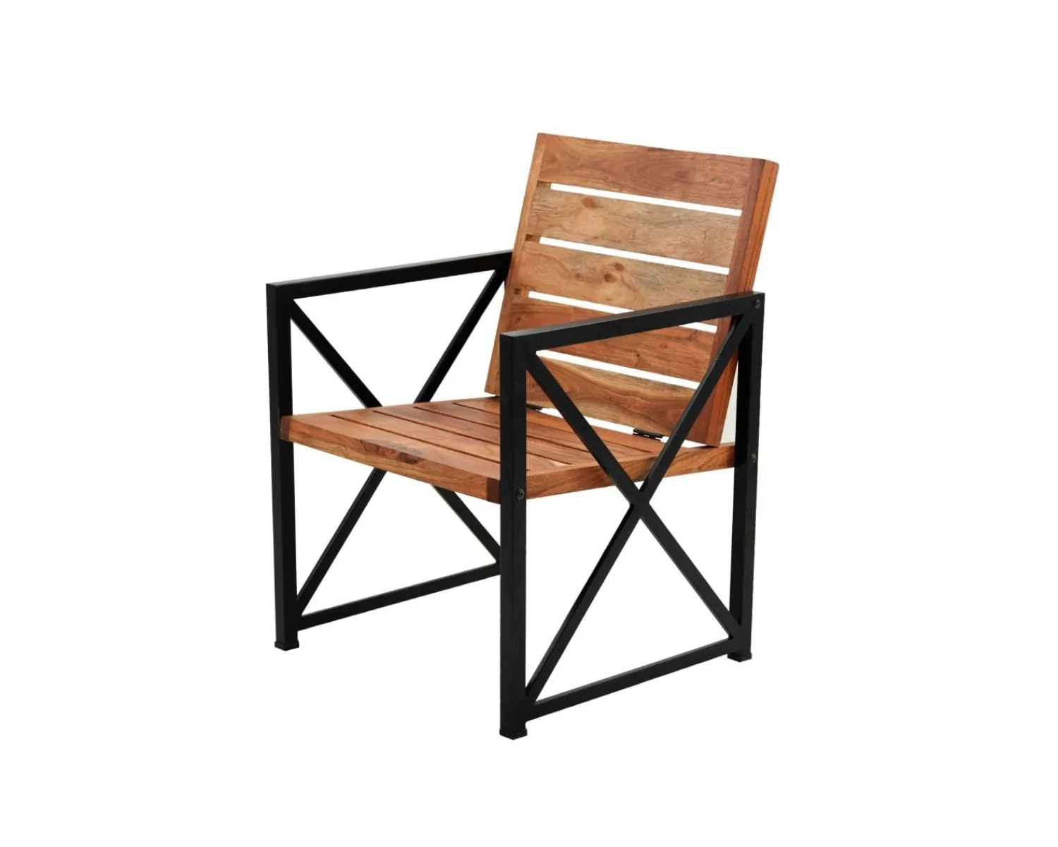 Meuble House Lot de 2 chaises de jardin en bois et métal "Gardénia" Discount