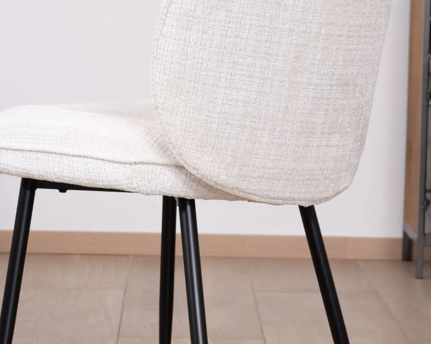 Meuble House Lot de 2 chaises de repas confort style scandinave "Kinsac" en tissu bouclette blanc Best