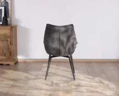 Meuble House Lot de 2 chaises de repas contemporaines design "Niko" tissu anthracite Best