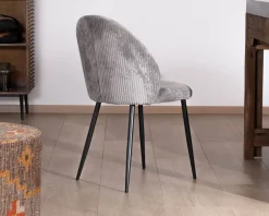 Meuble House Lot de 4 chaises de repas contemporaines en velours côtelé gris "Bellot" Outlet