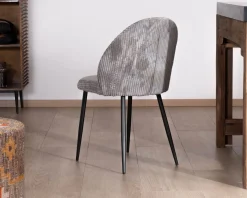 Meuble House Lot de 4 chaises de repas contemporaines en velours côtelé gris "Bellot" Outlet