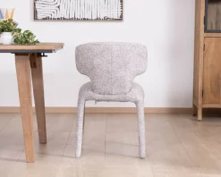 Meuble House Lot de 2 chaises de repas contemporaines “Milano” en tissu chiné gris clair à habillage intégral New