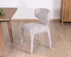 Meuble House Lot de 2 chaises de repas contemporaines “Milano” en tissu chiné gris clair à habillage intégral New