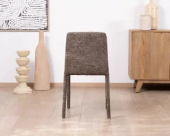 Meuble House Lot de 4 chaises de repas contemporaines en tissu cacao tramé “Otto” revêtement intégral et lignes épurées Sale