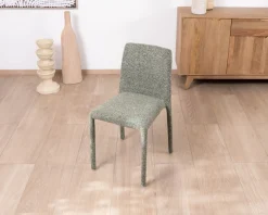 Meuble House Lot de 4 chaises de repas contemporaines “Otto” revêtement textile intégral en tissu vert sauge chiné Clearance