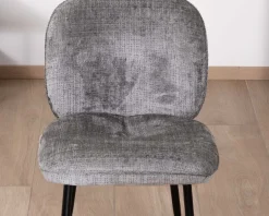 Meuble House Lot de 2 chaises de repas contemporaines en tissu bouclette gris ultra doux "Kinsac" Clearance