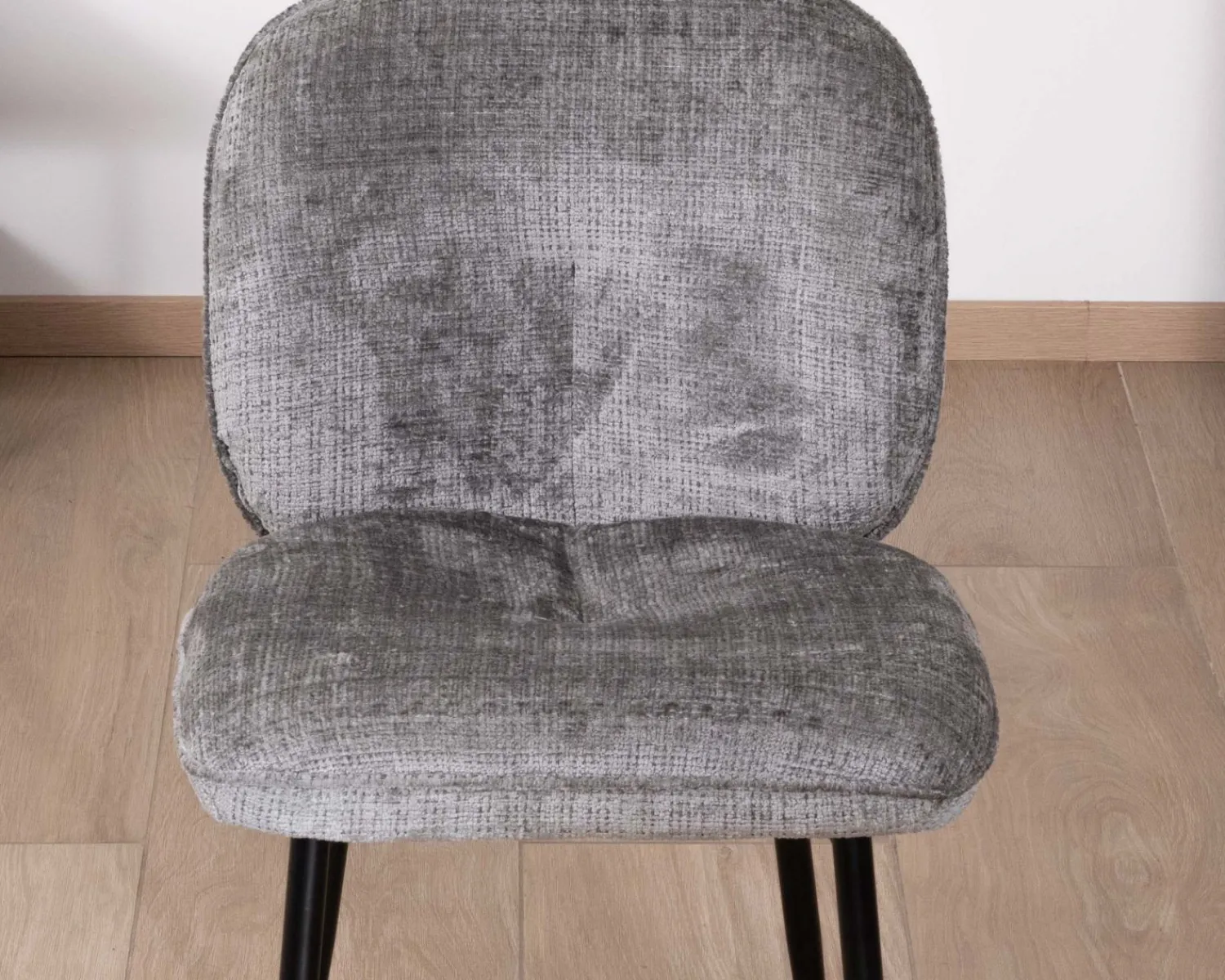 Meuble House Lot de 2 chaises de repas contemporaines en tissu bouclette gris ultra doux "Kinsac" Clearance