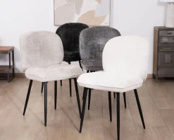 Meuble House Lot de 2 chaises de repas contemporaines en tissu bouclette gris ultra doux