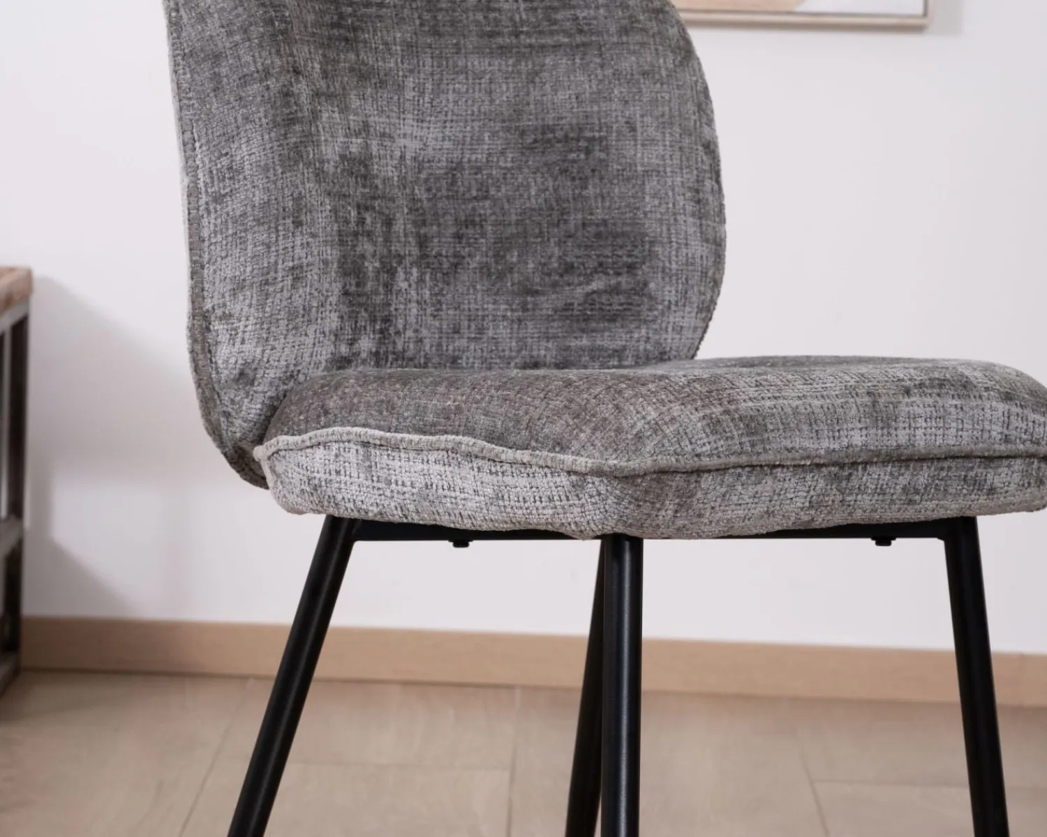 Meuble House Lot de 2 chaises de repas contemporaines en tissu bouclette gris ultra doux "Kinsac" Clearance
