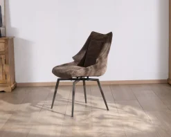 Meuble House Lot de 2 chaises de repas couleur chocolat et pieds métal design "Niko" Hot