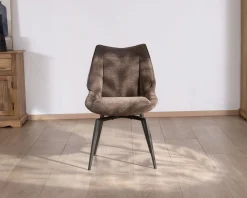 Meuble House Lot de 2 chaises de repas couleur chocolat et pieds métal design