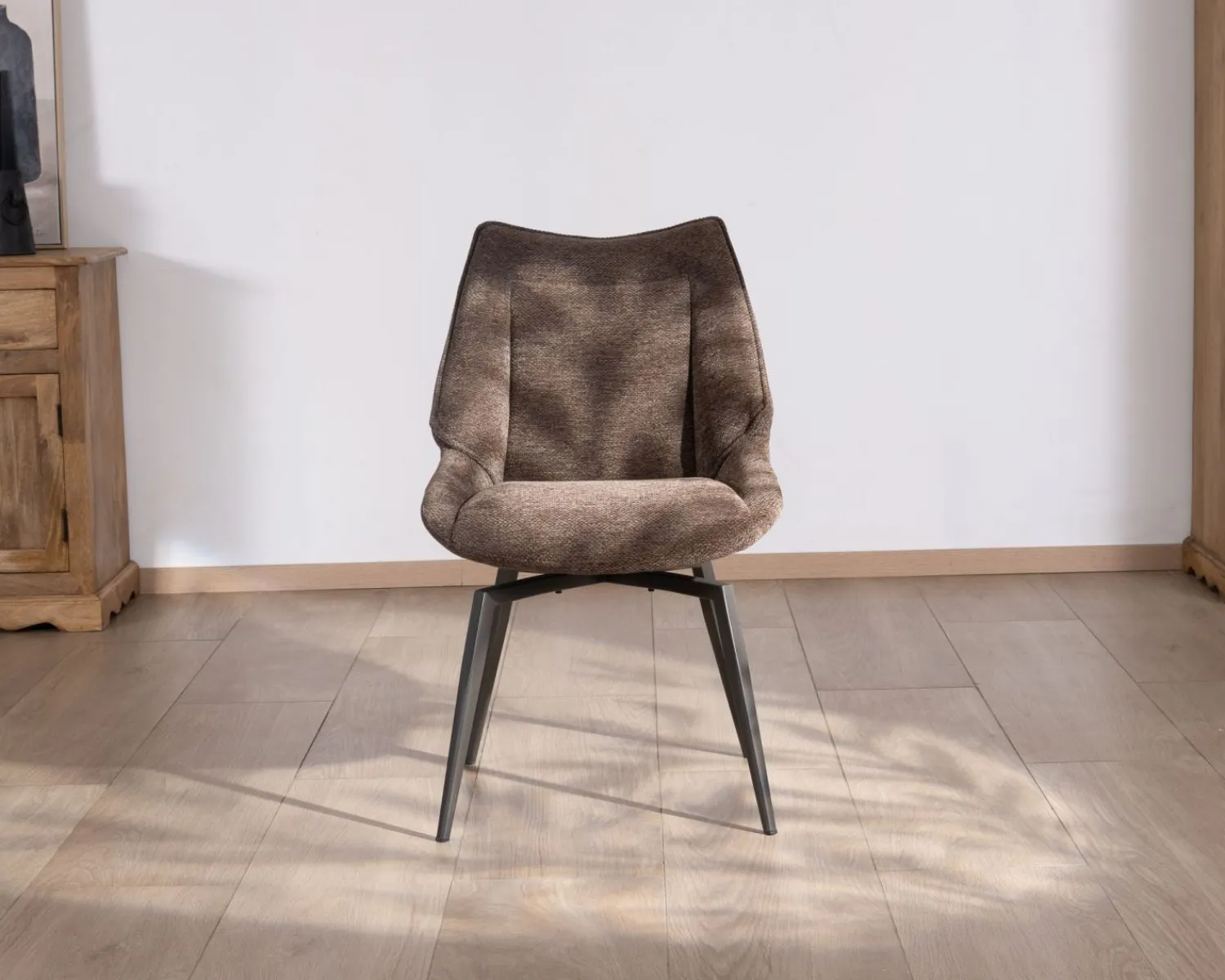 Meuble House Lot de 2 chaises de repas couleur chocolat et pieds métal design "Niko" Hot