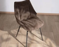 Meuble House Lot de 2 chaises de repas couleur chocolat et pieds métal design