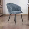 Meuble House Lot de 2 chaises de repas design en tissu bleu et pieds métal noirs "Kandy" New