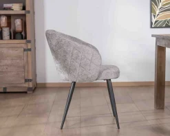 Meuble House Lot de 2 chaises de repas design en tissu gris clair et pieds métal noirs 