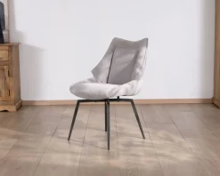 Meuble House Lot de 2 chaises de repas design et enveloppantes en tissu gris clair "Niko" Sale