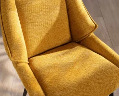 Meuble House Lot de 2 chaises de repas design vintage "Niko" tissu jaune moutarde Discount