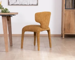 Meuble House Lot de 2 chaises de repas design “Milano” revêtement intégral tissu jaune moutarde Discount
