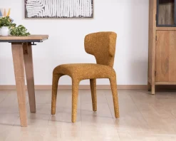Meuble House Lot de 2 chaises de repas design “Milano” revêtement intégral tissu jaune moutarde Discount
