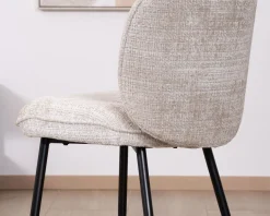 Meuble House Lot de 2 chaises de repas design arrondi en tissu bouclette gris beige "Kinsac" Online