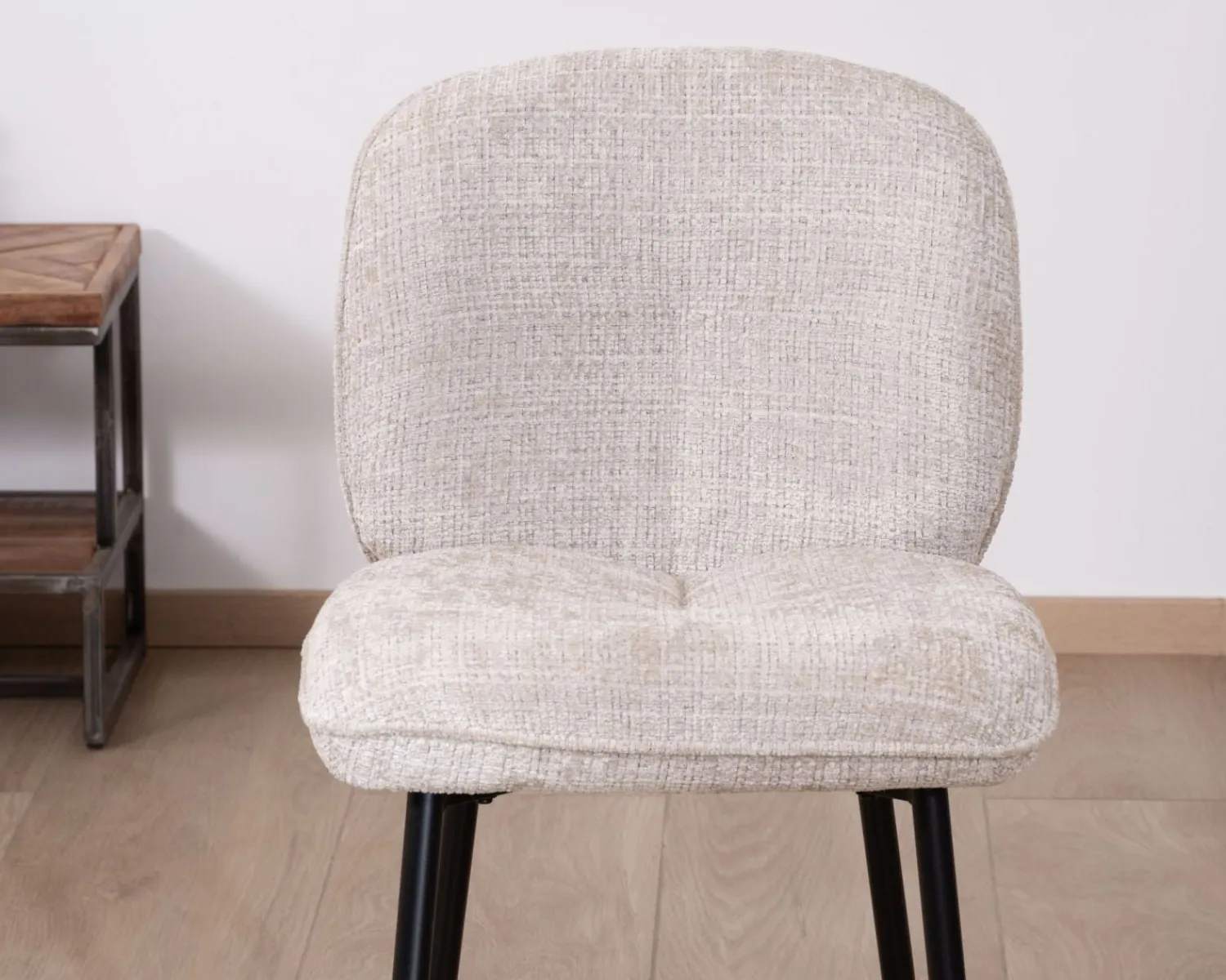 Meuble House Lot de 2 chaises de repas design arrondi en tissu bouclette gris beige "Kinsac" Online
