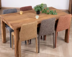 Meuble House Lot de 4 chaises de repas empilables “Otto” design épuré avec habillage intégral en tissu terracotta