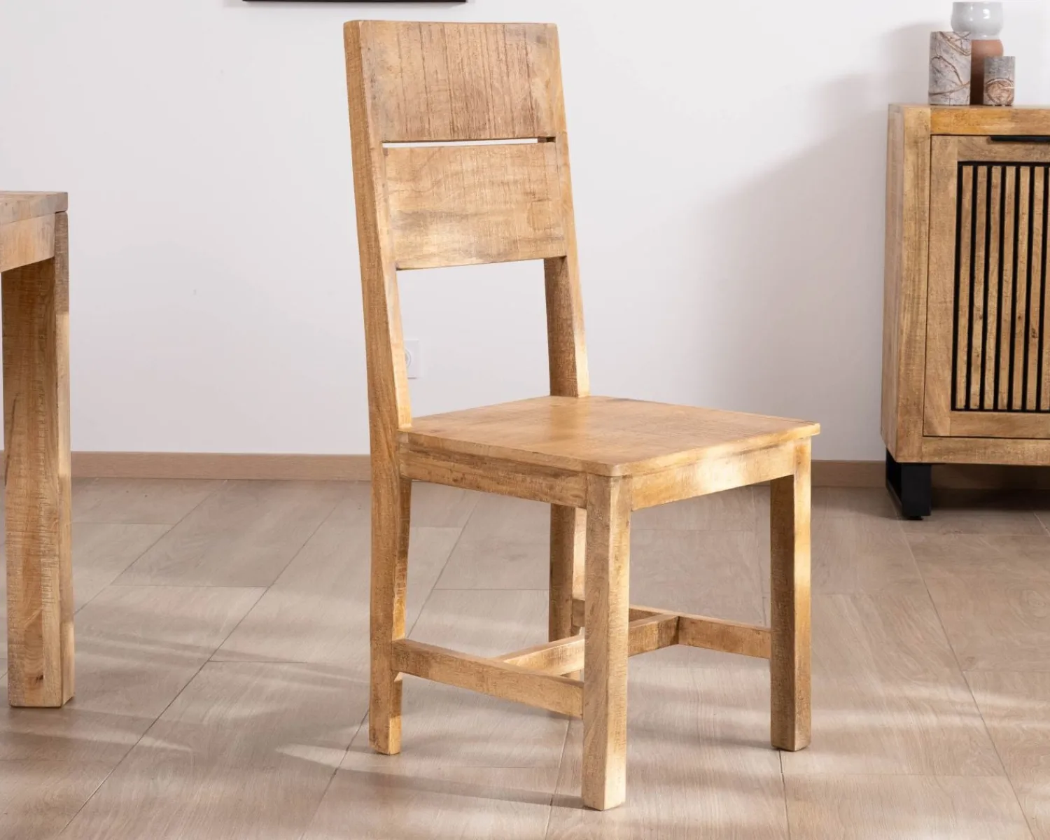 Meuble House Lot de 2 chaises de repas en manguier brut "Manoha" Outlet