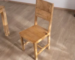 Meuble House Lot de 2 chaises de repas en manguier brut