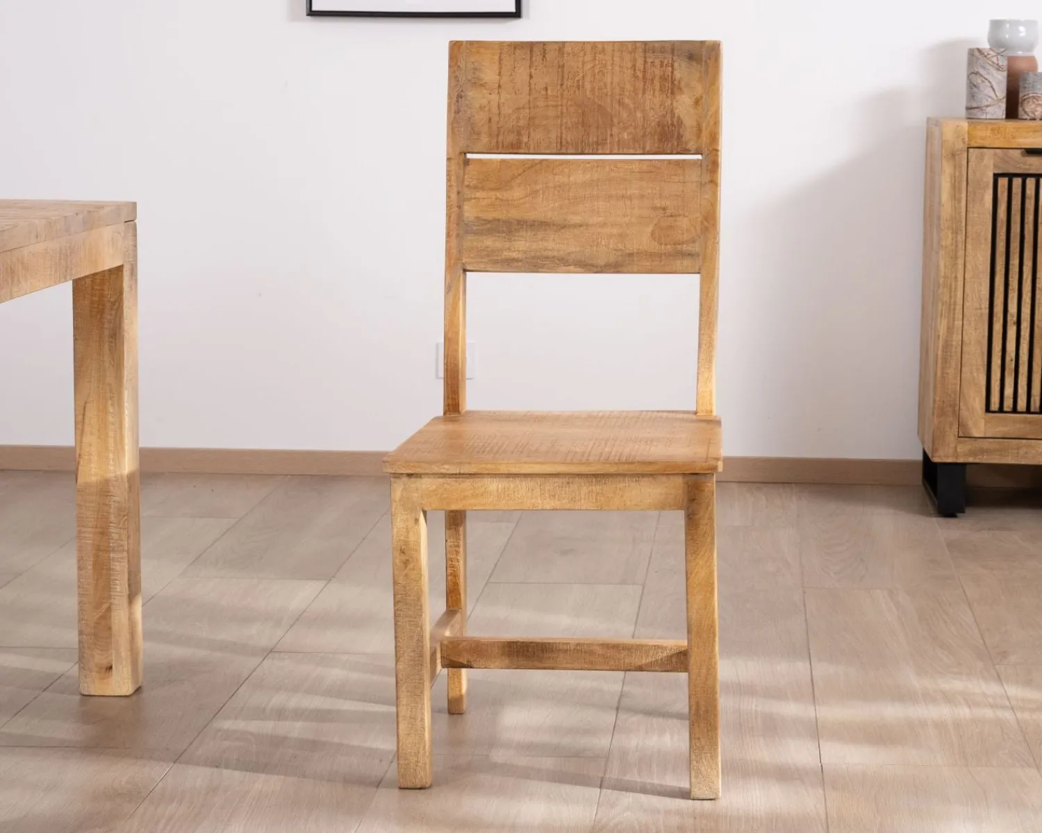 Meuble House Lot de 2 chaises de repas en manguier brut "Manoha" Outlet