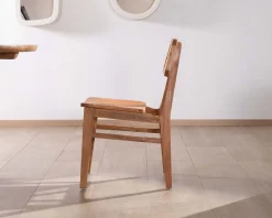 Meuble House Lot de 2 chaises de repas en teck avec dossier en cannage