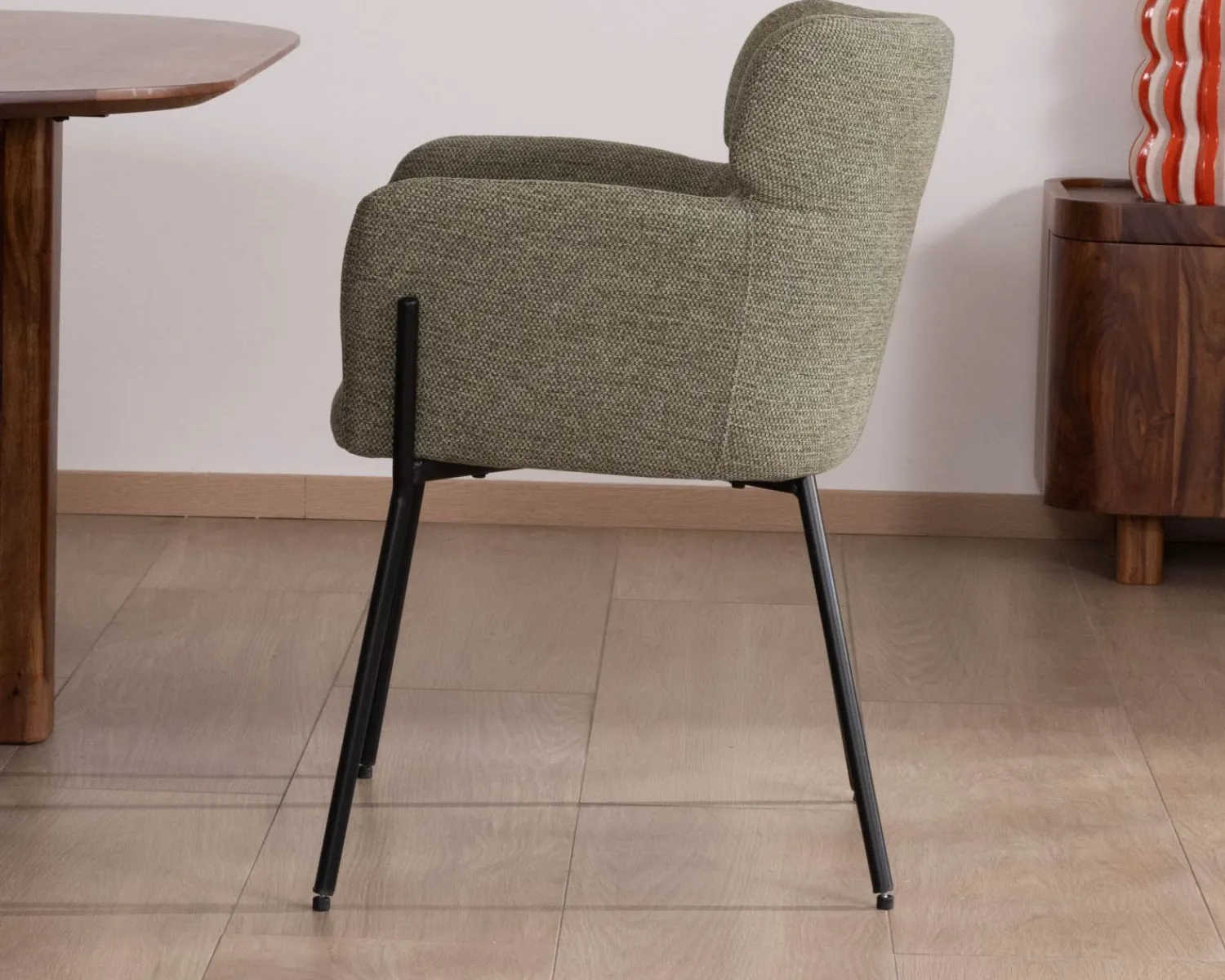 Meuble House Lot de 2 chaises de repas en tissu kaki et pieds métal "Riméno" Hot