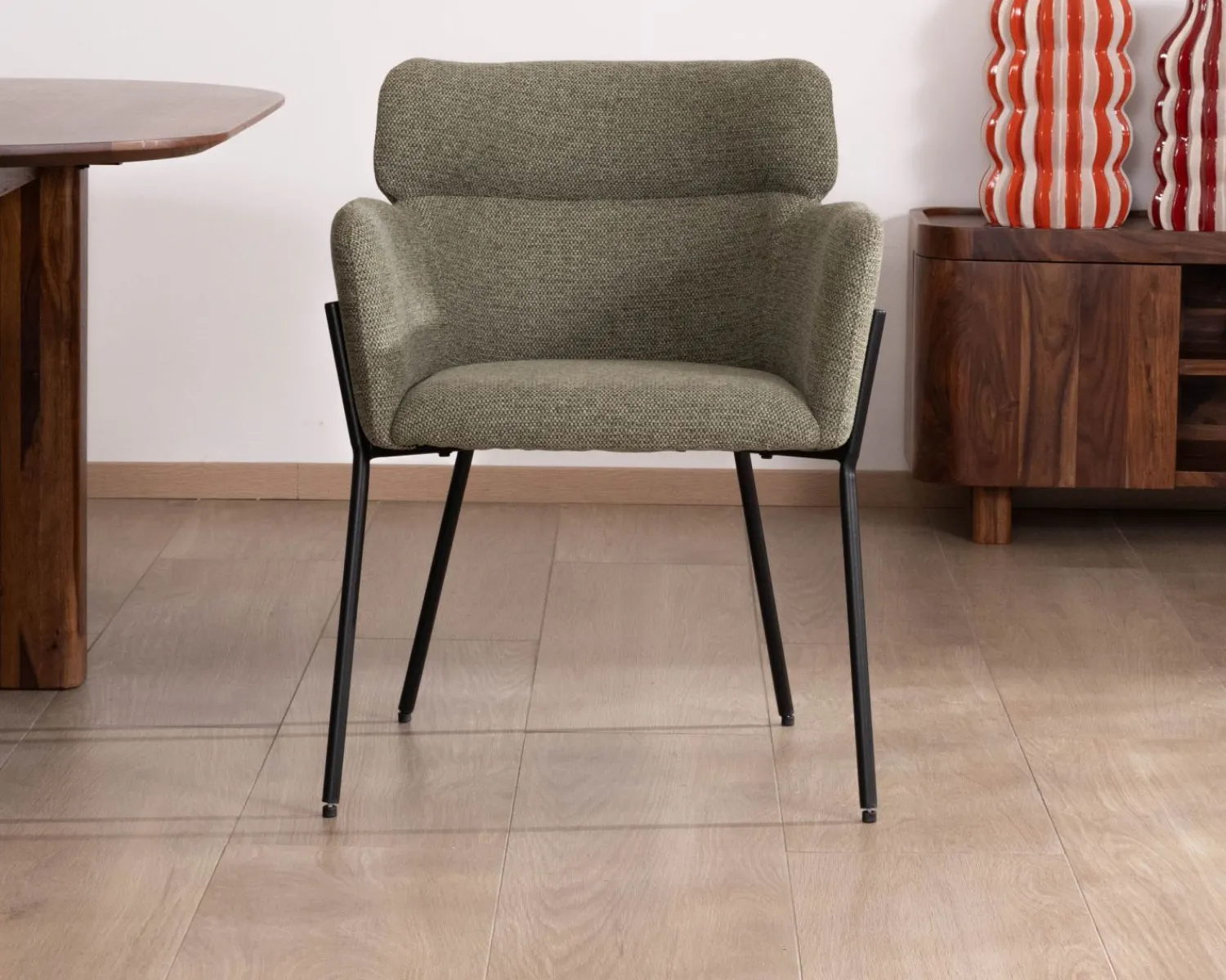 Meuble House Lot de 2 chaises de repas en tissu kaki et pieds métal "Riméno" Hot