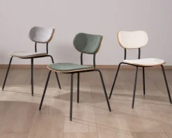 Meuble House Lot de 4 chaises de repas en tissu vert