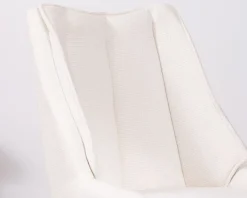 Meuble House Lot de 2 chaises de repas en tissu blanc et pied pivotant en métal "Webber" Online