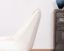 Meuble House Lot de 2 chaises de repas en tissu blanc et pied pivotant en métal