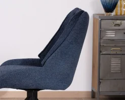 Meuble House Lot de 2 chaises de repas en tissu bleu nuit "Webber" assise design et pied 4 branches pivotant en métal Clearance