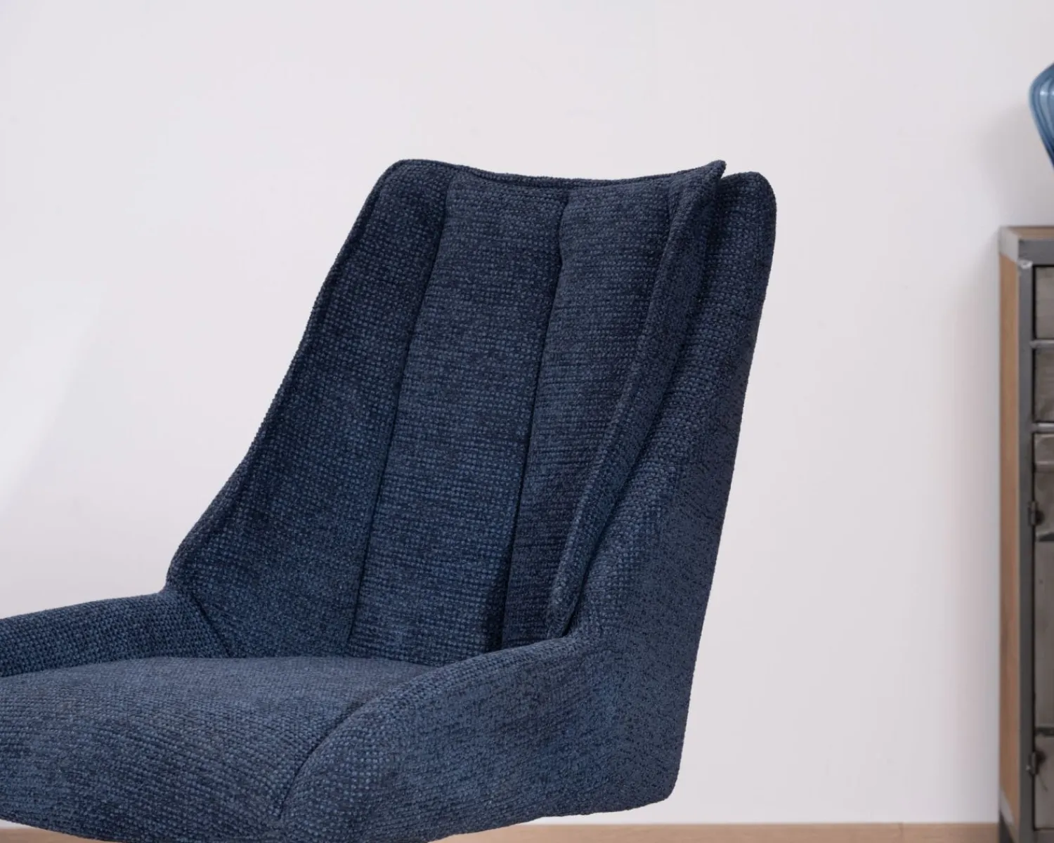 Meuble House Lot de 2 chaises de repas en tissu bleu nuit "Webber" assise design et pied 4 branches pivotant en métal Clearance