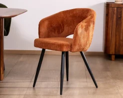 Meuble House Lot de 2 chaises de repas en velours rouille et pieds métal