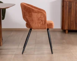 Meuble House Lot de 2 chaises de repas en velours rouille et pieds métal