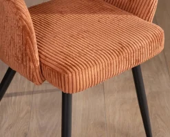 Meuble House Lot de 2 chaises de repas en velours rouille et pieds métal