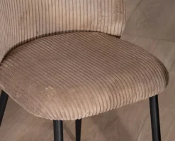 Meuble House Lot de 4 chaises de repas en velours côtelé taupe esprit vintage 