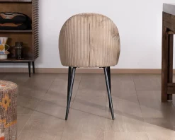 Meuble House Lot de 4 chaises de repas en velours côtelé taupe esprit vintage 