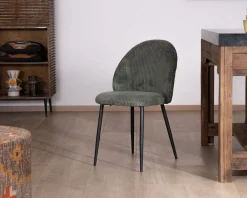 Meuble House Lot de 4 chaises de repas en velours vert sauge foncé "Bellot" esprit vintage Online