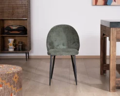 Meuble House Lot de 4 chaises de repas en velours vert sauge foncé "Bellot" esprit vintage Online