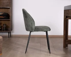 Meuble House Lot de 4 chaises de repas en velours vert sauge foncé