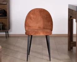 Meuble House Lot de 4 chaises de repas en velours côtelé rouille "Bellot" style rétro Outlet