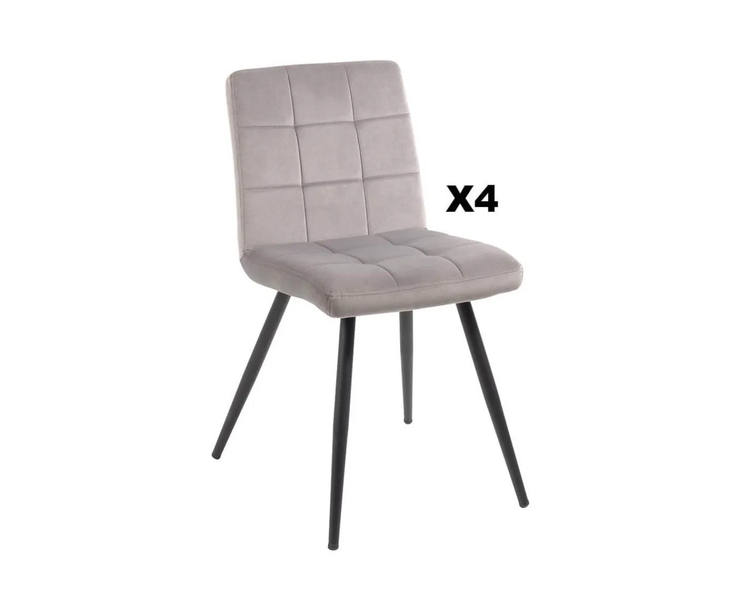 Meuble House Lot de 4 chaises de repas grises et noires "Sando" tissu et métal Online